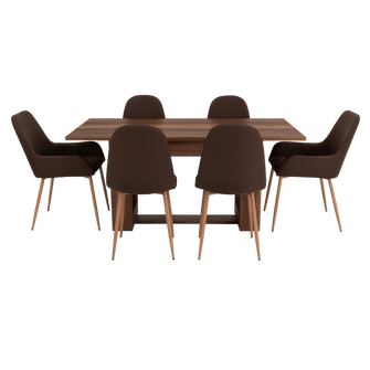 Combo Comedor Sonora, Cobre, Chocolate y Café Claro, Incluye Comedor y 6 Sillas
