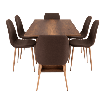 Combo Comedor Sonora, Cobre, Chocolate y Café Claro, Incluye Comedor y 6 Sillas