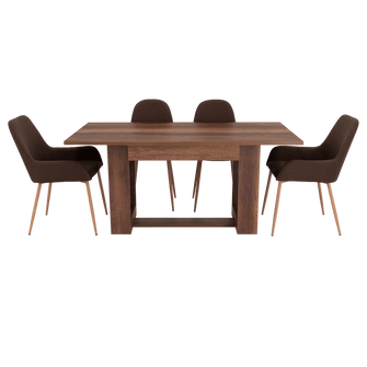 Combo Comedor Sonora, Cobre, Chocolate y Café Claro, Incluye Comedor y 6 Sillas