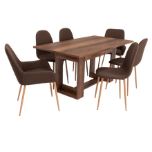 Combo Comedor Sonora, Cobre, Chocolate y Café Claro, Incluye Comedor y 6 Sillas