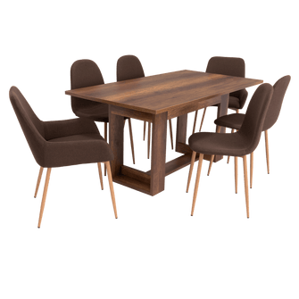 Combo Comedor Sonora, Cobre, Chocolate y Café Claro, Incluye Comedor y 6 Sillas