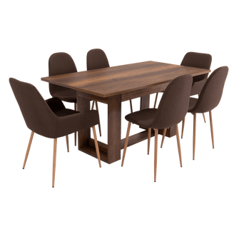 Combo Comedor Sonora, Cobre, Chocolate y Café Claro, Incluye Comedor y 6 Sillas