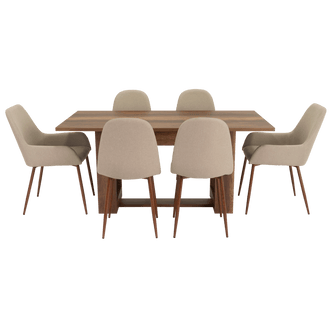 Combo Comedor Sonora, Cobre, Café Claro y Chocolate, Incluye Comedor y 6 Sillas