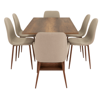 Combo Comedor Sonora, Cobre, Café Claro y Chocolate, Incluye Comedor y 6 Sillas