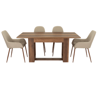 Combo Comedor Sonora, Cobre, Café Claro y Chocolate, Incluye Comedor y 6 Sillas