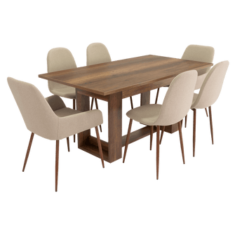 Combo Comedor Sonora, Cobre, Café Claro y Chocolate, Incluye Comedor y 6 Sillas