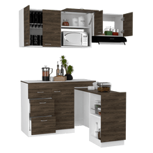 Mueble Multiusos Amatista, Chocolate y Blanco, con Amplia Capacidad de Almacenamiento, No Incluye Mesón