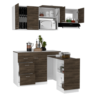 Mueble Multiusos Amatista, Chocolate y Blanco, con Amplia Capacidad de Almacenamiento, No Incluye Mesón