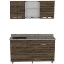 Mueble Multiusos Eris, Chocolate y Blanco, Incluye Mesón Izquierdo Laminado y Lavaplatos