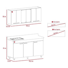 Mueble Multiusos Eris, Chocolate y Blanco, Incluye Mesón Izquierdo Laminado y Lavaplatos