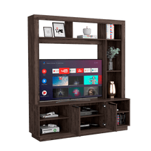 Mesa Para Tv Rahim, Chocolate, con Espacio Para Ubicar Televisor y Variedad de Entrepaños