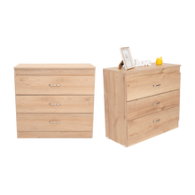 Organizador Conor, Beige y Blanco, con Tres Cajones Organizadores y Manijas Metálicas  X2