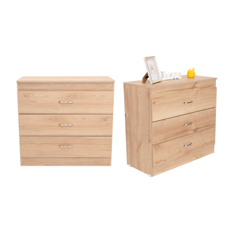 Organizador Conor, Beige y Blanco, con Tres Cajones Organizadores y Manijas Metálicas  X2