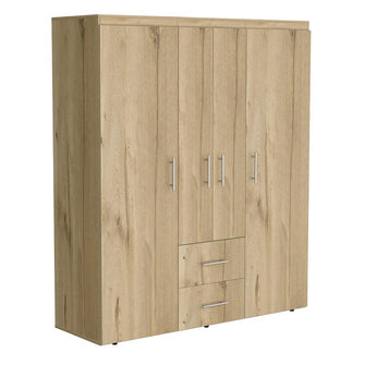 Closet Bariloche Bombay Eco, Café Claro y Blanco, con Variedad de Entrepaños y Cuatro Puertas Abatibles