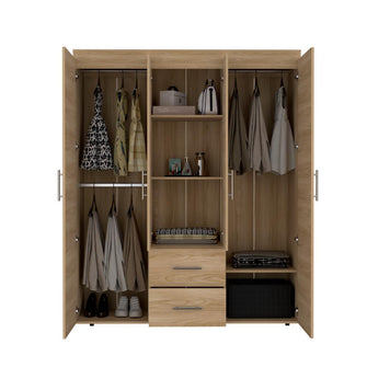 Closet Bariloche Bombay Eco, Fresno Europeo, con Variedad de Entrepaños y Cuatro Puertas Abatibles