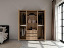 Closet Fontana, Fresno Europeo, con Cuatro Tubos Para Colgar Ropa y Zapatero En La Parte Inferior