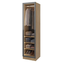 Closet Tolum 50, Fresno Europeo, Con Luces LED y Puerta en vidrio, Con amplio espacio