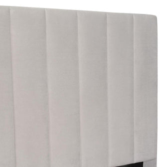 Cama Doble Lisa, Gris Claro, madera roble tapizada
