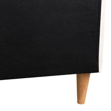 Cama Doble Tania, Gris Crema, madera roble tapizada