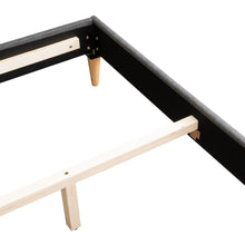 Cama Doble Tania, Gris Oscuro, madera roble tapizada