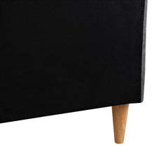 Cama Doble Tania, Gris Oscuro, madera roble tapizada