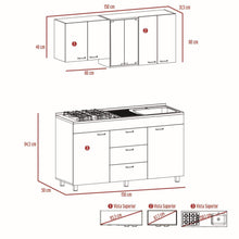 Cocina Integral Laurel, Castaño y Blanco, Incluye Mesón Derecho En Acero Inoxidable