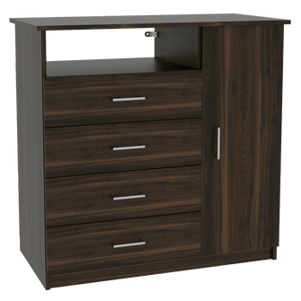 Organizador Barlovento Caoba, con Cuatro Cajones y una puerta