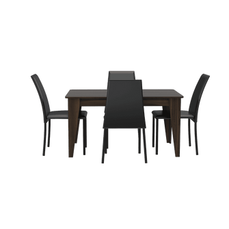 Combo Comedor Ursa, Caoba, Incluye Cuatro Sillas Negras