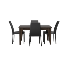 Comedor Ursa, Caoba, Incluye Cuatro Sillas Negras