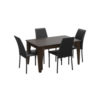 Comedor Ursa, Caoba, Incluye Cuatro Sillas Negras