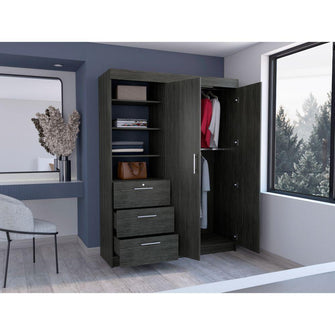 Closet Pekín, Gris, con Dos Puertas Abatibles y Tres Cajones Organizadores ZF