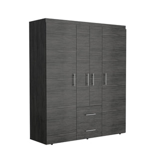 Closet Bariloche Bombay Eco, Gris, con Variedad de Entrepaños y Cuatro Puertas Abatibles