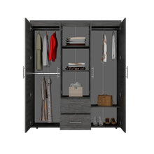Closet Bariloche Bombay Eco, Gris, con Variedad de Entrepaños y Cuatro Puertas Abatibles*