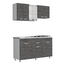 Cocina Integral Eris, Gris y Blanco, Incluye Mesón Izquierdo Laminado y Quemadores Hc