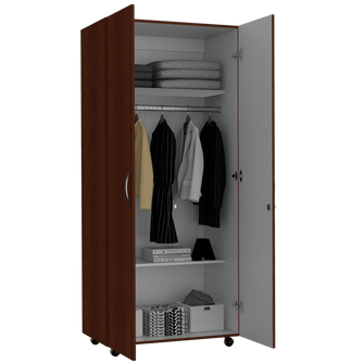 Closet Otán, Marrón y Blanco, con Dos Puertas Abatibles con Cerradura y Variedad de Entrepaños