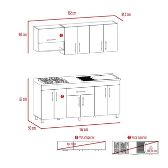 Cocina Integral Carson, Miel y Blanco, Incluye Mesón Derecho En Acero Inoxidable