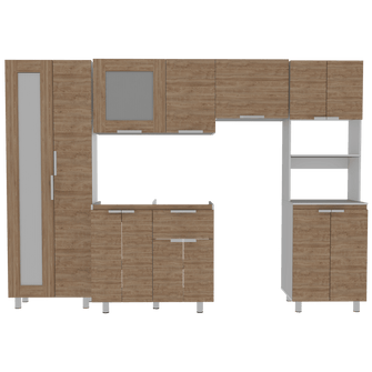 Cocina Integral Simons, Miel y Blanco, Incluye Mesón Izquierdo En Acero Inoxidable