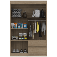 Closet Amapola, Caoba y Miel, con Entrepaños Organizadores S y Tubo Metálico