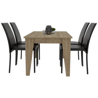 Comedor Ursa, Miel, Incluye Cuatro Sillas Negras