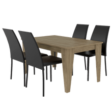 Comedor Ursa, Miel, Incluye Cuatro Sillas Negras