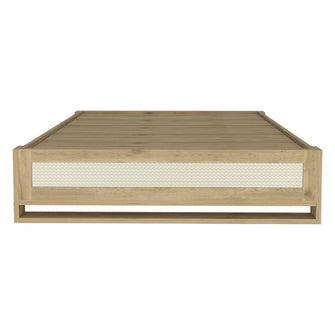 Base Cama Doble Natura, Macadamia, con tendido de tablas