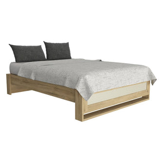 Base Cama Doble Natura, Macadamia, con tendido de tablas