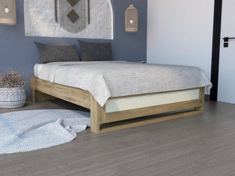 Base Cama Doble Natura, Macadamia, con tendido de tablas