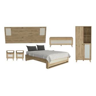 Combo para Habitación Natura, incluye Cama, Cabecero, Baul, Closet y Mesas de Noche