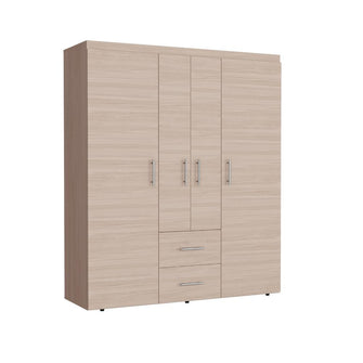 Closet Bariloche Bombay Eco, Nacar y Blanco, con Variedad de Entrepaños y Cuatro Puertas Abatibles