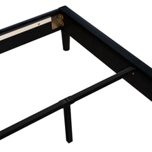 Cama Doble Lisa, Negro, madera roble tapizada