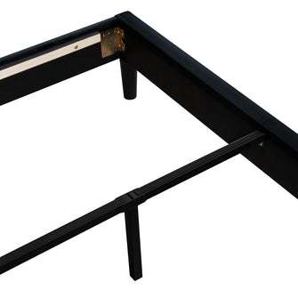 Cama Doble Lisa, Negro, madera roble tapizada