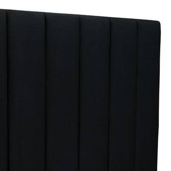 Cama Doble Lisa, Negro, madera roble tapizada