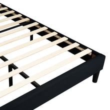 Cama Doble Lisa, Negro, madera roble tapizada