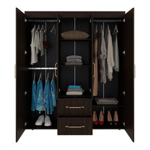 Closet Bariloche Eco, Kronos Nogal, Moderno con Variedad De Entrepaños, cuatro puertas y dos cajones ZF